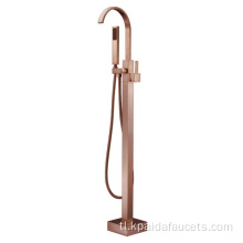 Rosas na gintong bathtub floorstanding shower taps